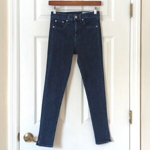 Rag & Bone Classic Dark Wash High Rise 10 Inch Skinny Capri Side Slit Jeans 25